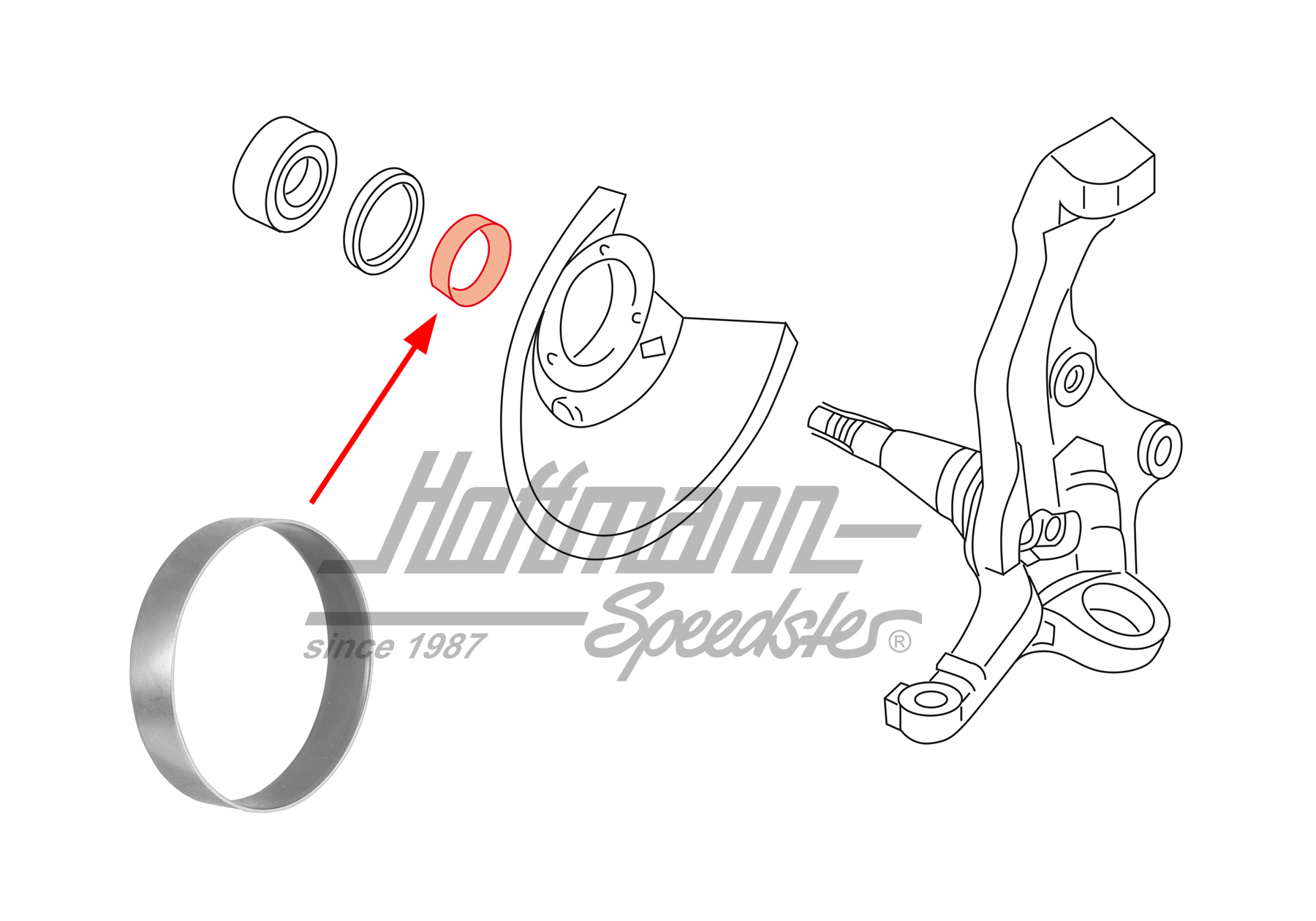 Anillo distanciador, mangueta de eje, Furgoneta T3, anterior | 251 407 631 | 325-1708