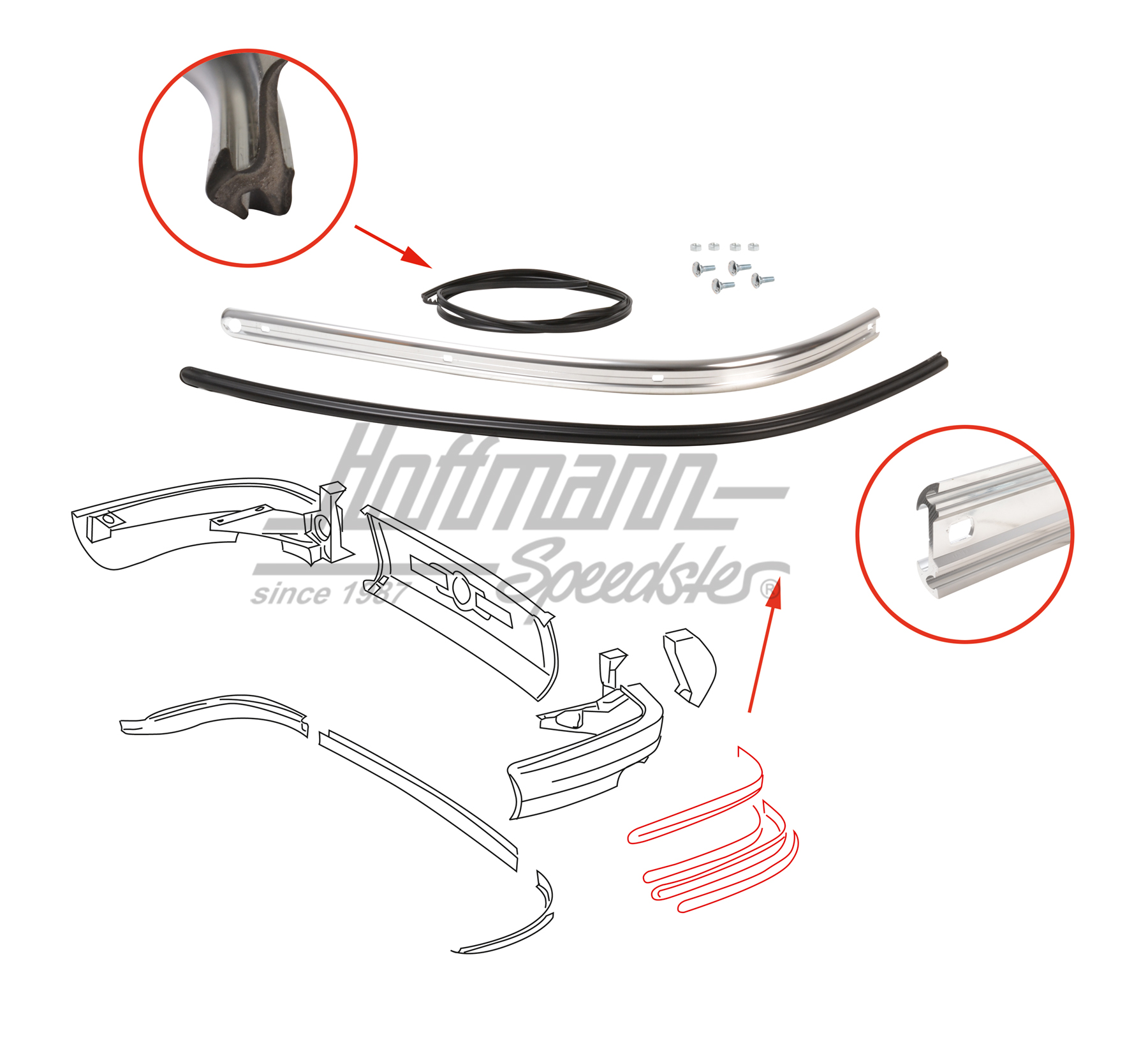 Moldura, parachoques, posterior, 65-68, estrecha | 901 505 043 00 | 510-9870