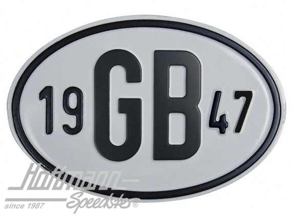 Placa de nacionalidad "GB" (Gran Bretaña), "1947", aluminio |  | 020-2404-47