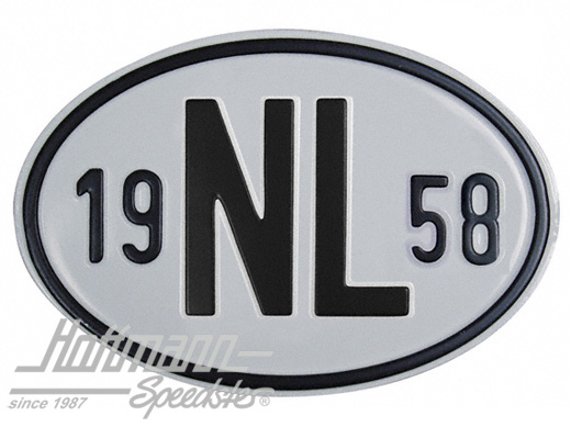 Placa de nacionalidad "NL" (Holanda), "1958", aluminio |  | 020-2391-58