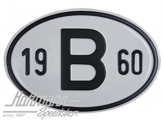 Placa de nacionalidad "B" (Bélgica), "1960", aluminio |  | 020-2397-60