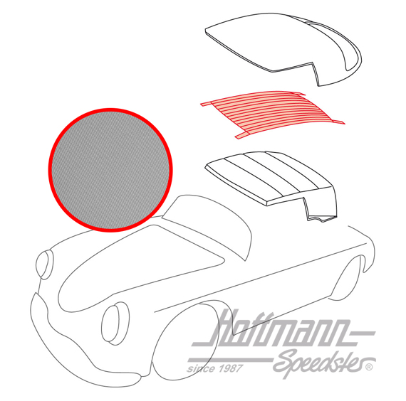 Tapicería de capota, Cabriolet, 58-65, reborde gris                                                 