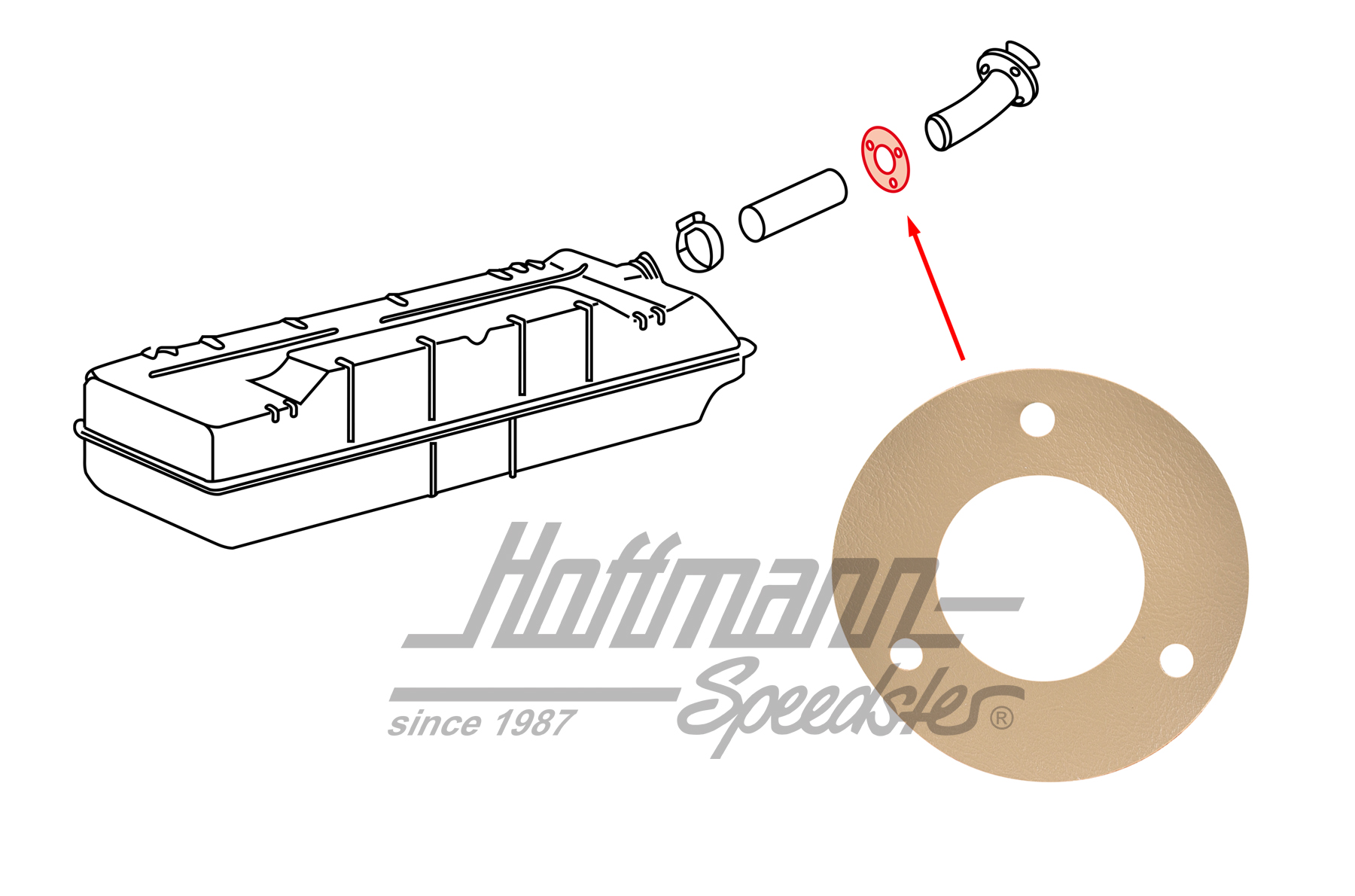 Junta, boca de llenado del depósito, Furgoneta T2, 8.67-7.71 | 211 201 193 A | 092-6208