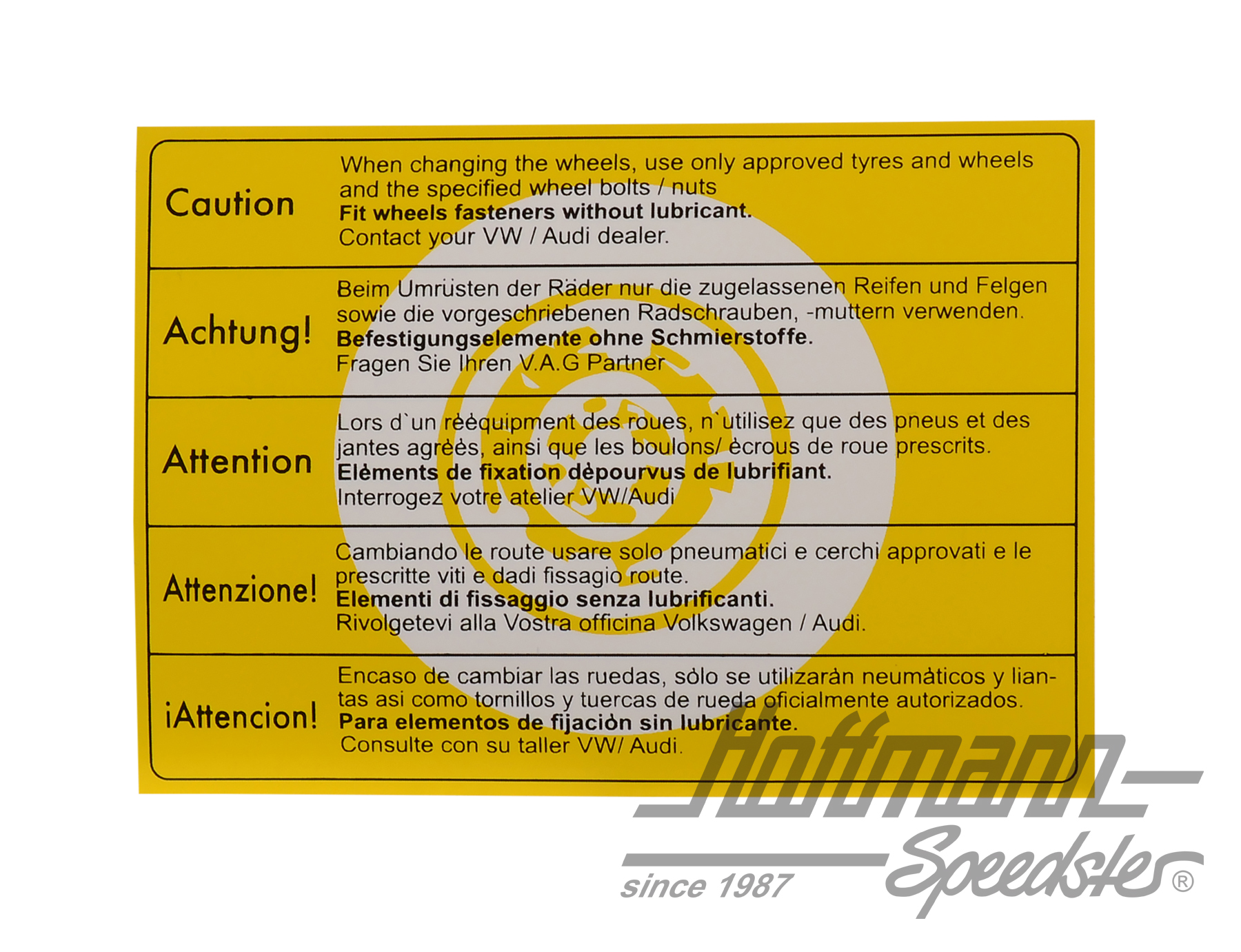 Pegatina "Atención cambio neumáticos", grande | 255 010 014 T | 021-0199-91