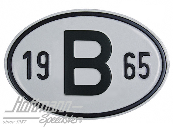 Placa de nacionalidad "B" (Bélgica), "1965", aluminio |  | 020-2397-65