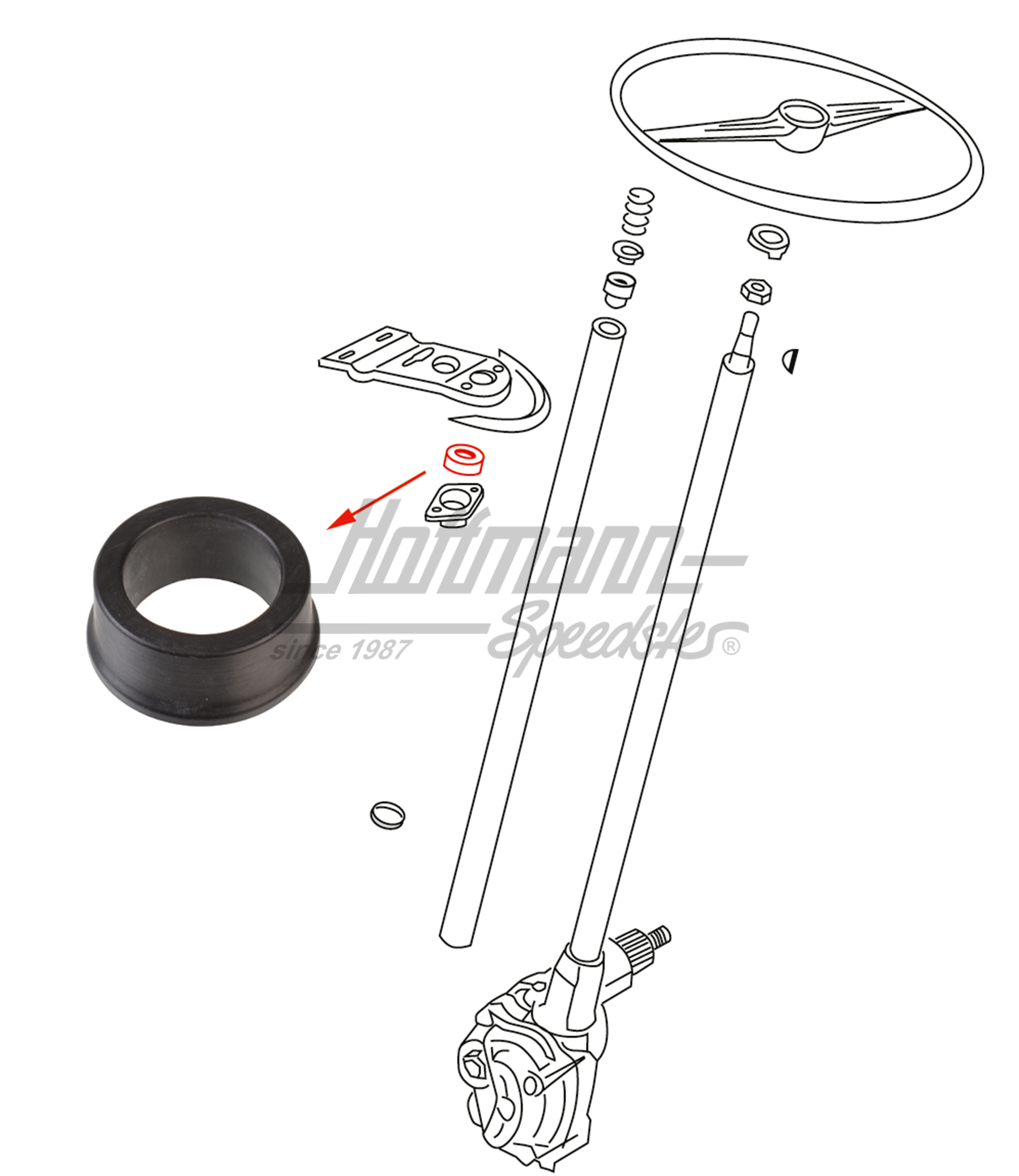 Pasante de goma, columna de direccíon, Furgoneta T1 | 211 415 637 A | 089-4202