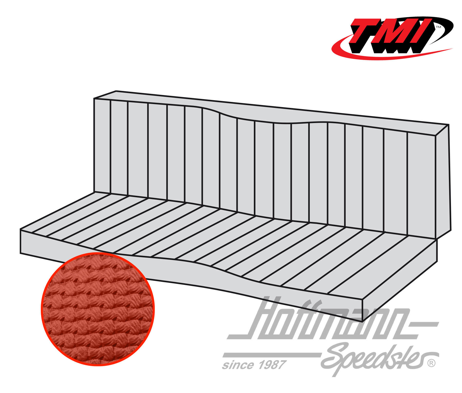 Funda de banco de asiento, Karmann Ghia Coupé, 55-71, roja | 43-1511-07 | 066-0082-10