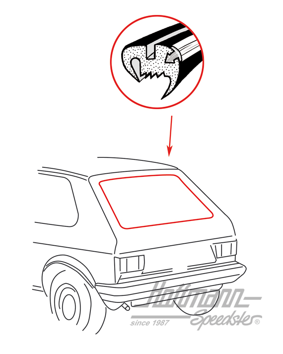 Junta de luneta trasera, Golf 1 Sedán, con ranura | 171 845 521 A | 180-7165