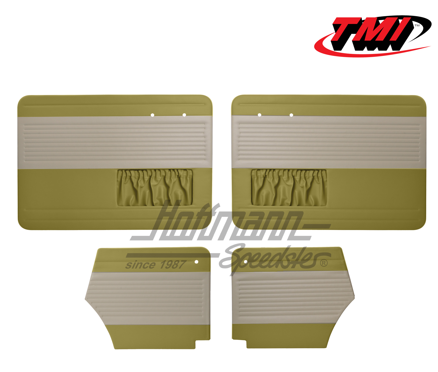 Paneles de puerta y de laterales, Escarabajo Cabriolet, 55-64, blanco antiguo / verde antiguo | 19-1327-25-15 | 055-7554-08