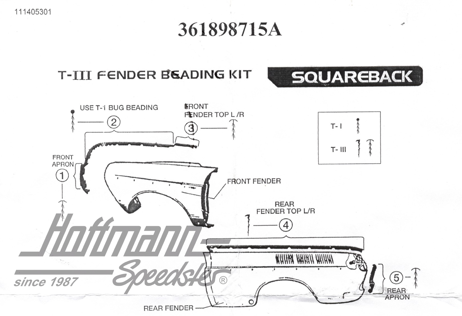 Juego de muelles para guardabarros, Tipo 3 Variant/Hatchback                                        