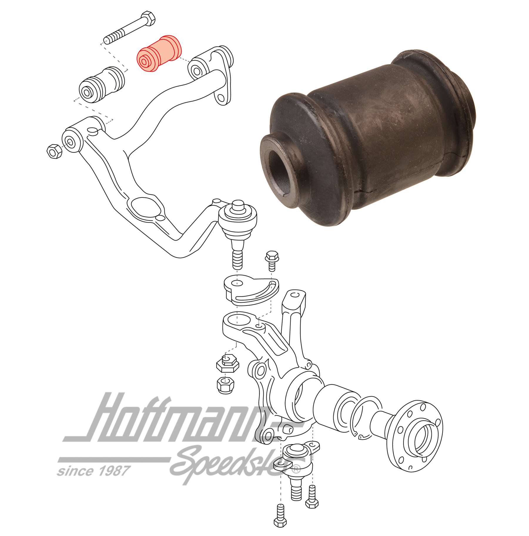 Cojinete de goma, posterior, triángulo superior, 90-03 | 701 407 087 | 404-0533