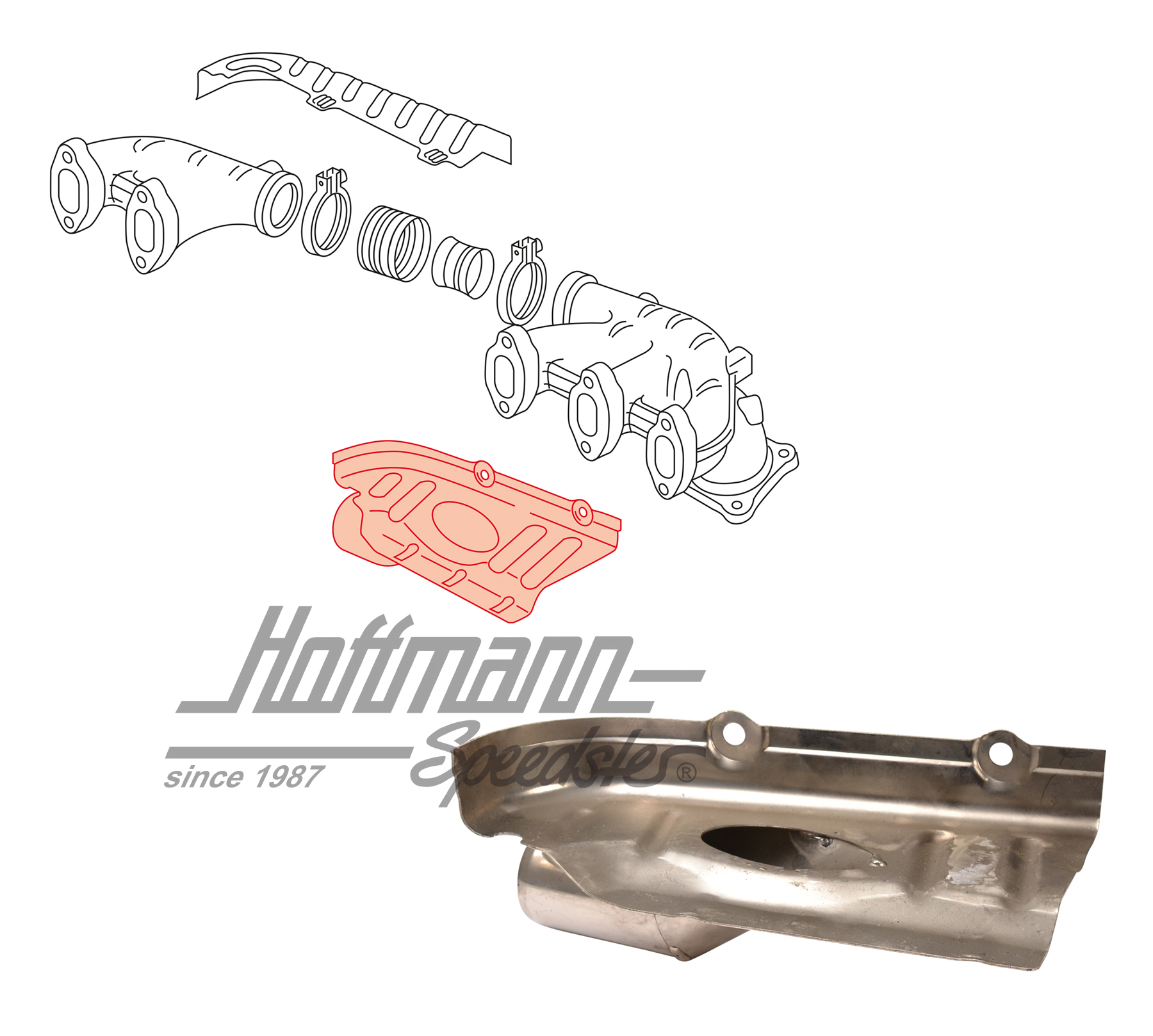 Chapa deflectora de calor, colector de escape
, 2.5, inferior | 023 253 042 A | 402-0004-02