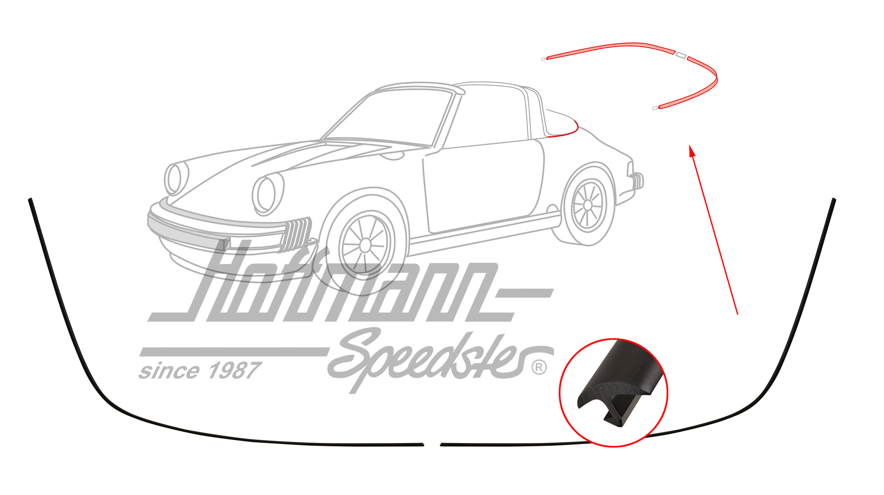 Moldura, luneta trasera, Targa, negra                                                               