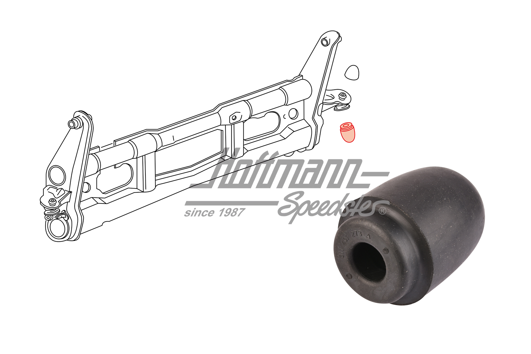 Tope de goma
, brazo portador, Tipo 3, inferior | 311 401 273 A | 069-4310-17