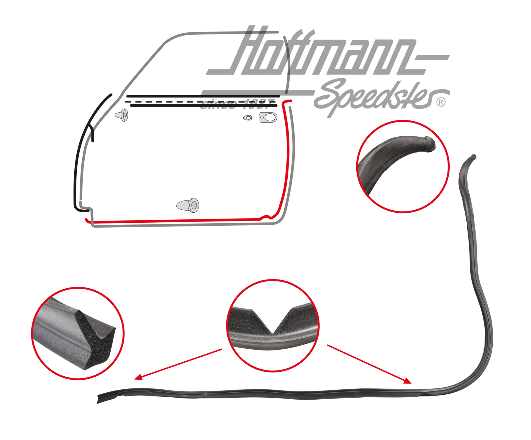 Junta de puerta, Karmann Ghia, izqda. | 141 931 731 C | 060-0015-01