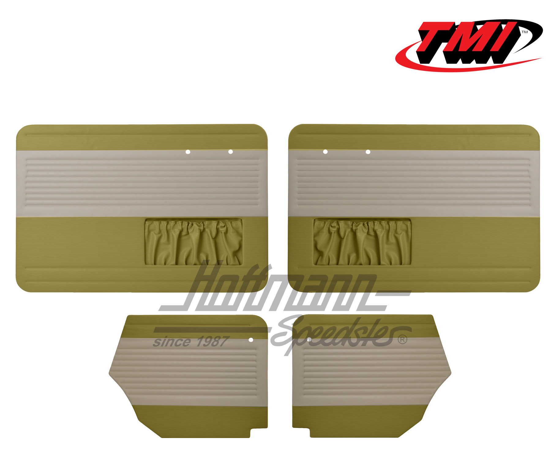 Paneles de puerta y de laterales, Escarabajo Cabriolet, 64-66, blanco antiguo / verde antiguo | 19-1328-25-15 | 055-7564-08