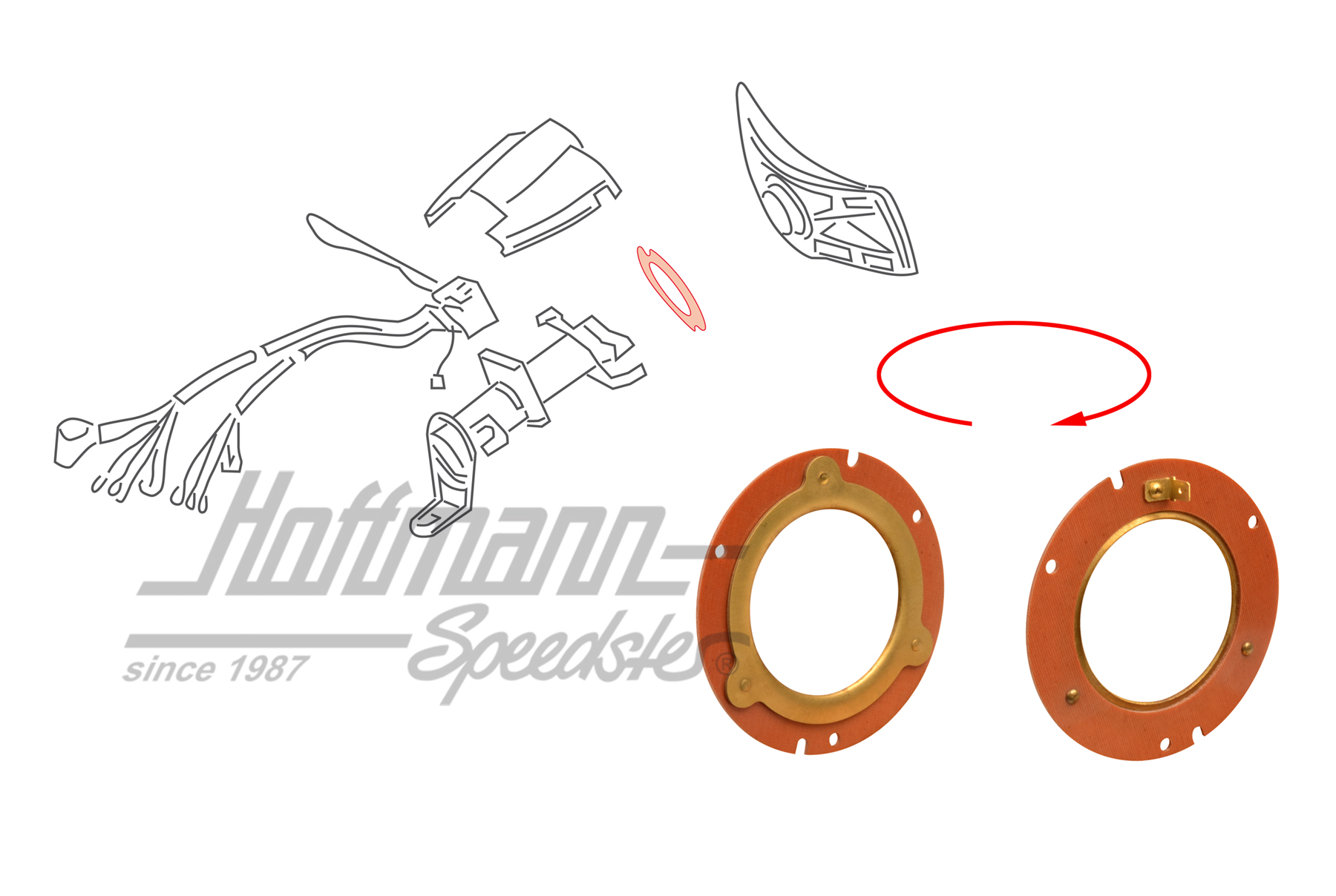 Placa de contacto, claxon, 911/912/914, 65-73 

 | 901 613 915 00 | 512-0328