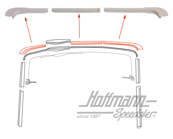 Juego de raíles guía, techo corredizo, Furgoneta T2 | 241 877 300 | 098-0128