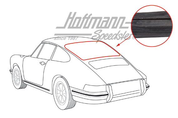 Junta luneta trasera, 911 Coupé, con ranura | 911 545 225 00 | 515-0345