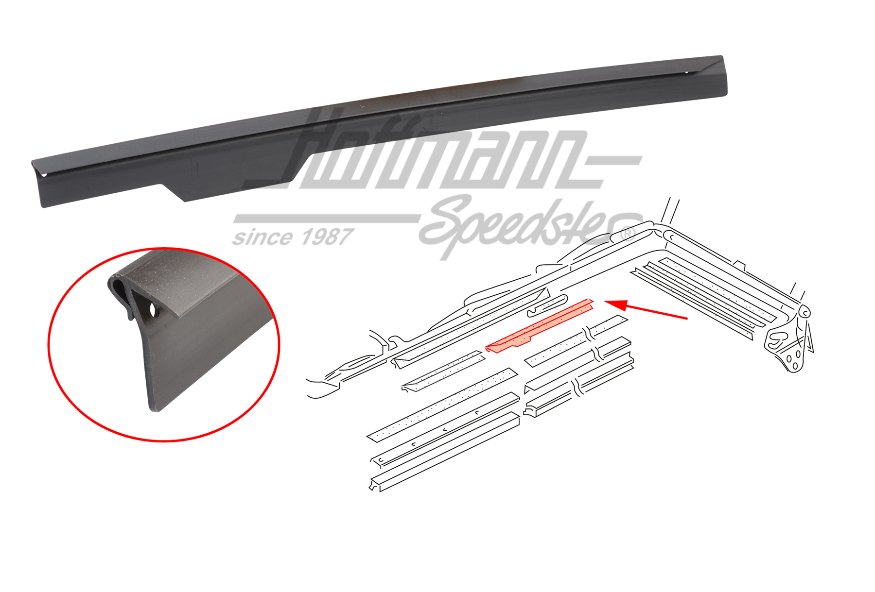 Junta, bastidor del techo, posterior, izqda. | 155 871 365 C | 180-4047-01