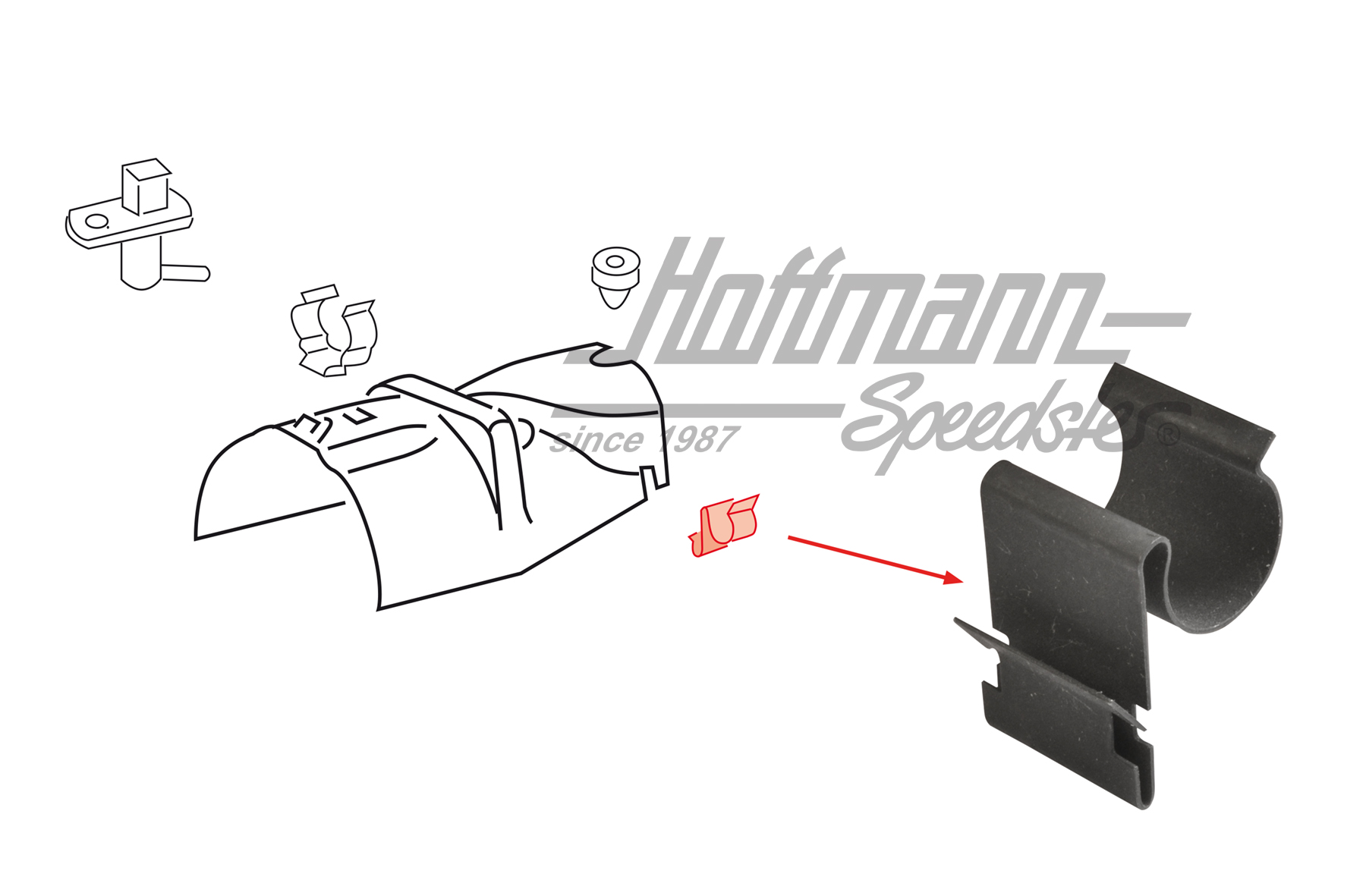 Clip, chapa deflectora
, palanca del freno de mano
 | 171 711 945 | 170-2798-06