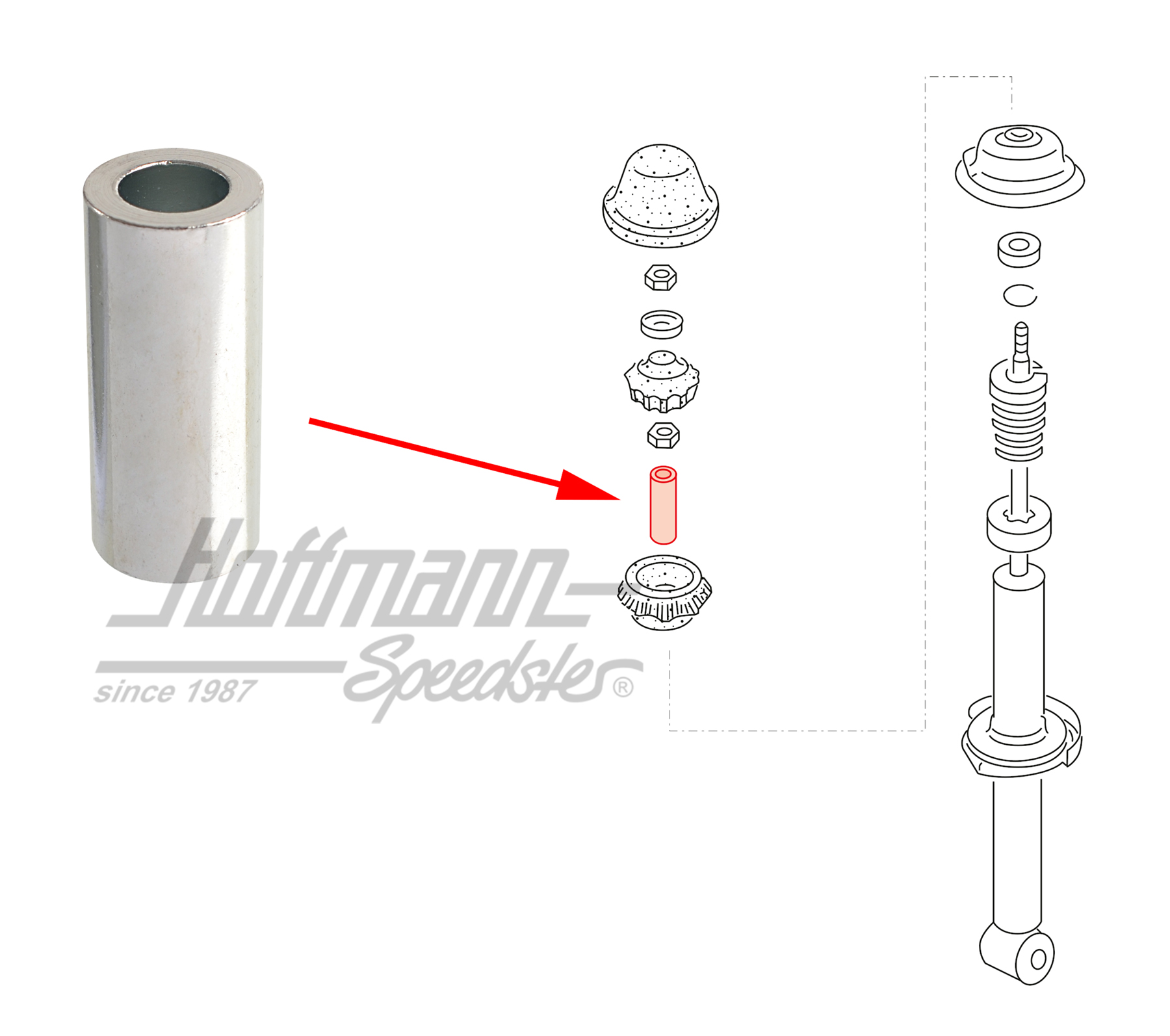 Casquillo distanciador, amortiguador, posterior | 171 512 117 | 140-3950-16