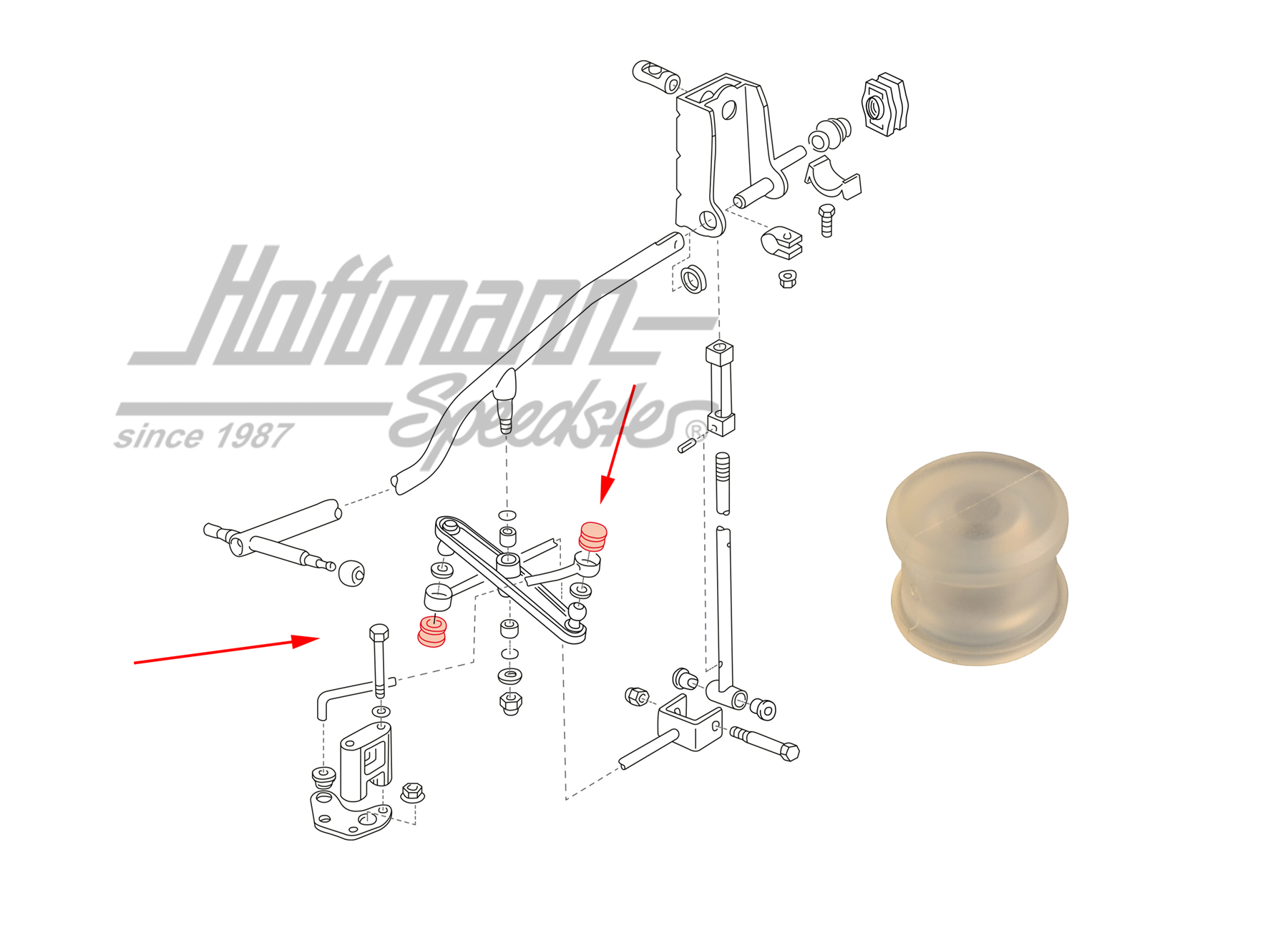 Casquillo, varilla de cambio, anterior, Furgoneta T4 | 701 711 066 | 407-2010-06