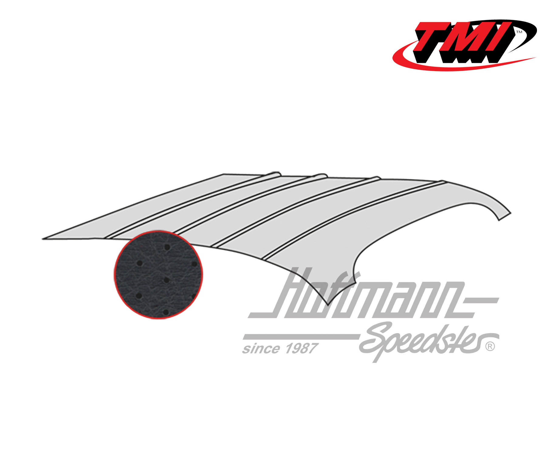 Cielo de techo, Karmann Ghia, -.74, perforado, negro | 20-1510-45 | 066-0100-20