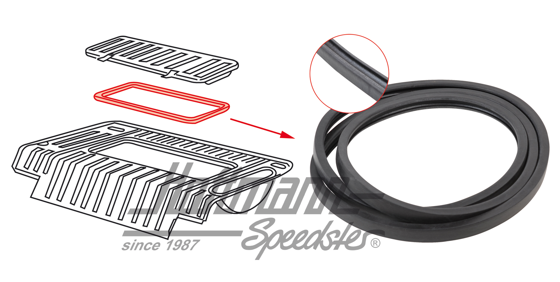 Junta, tapa compartimento motor, superior,  1.7-2.0 | 211 813 133 | 092-0103