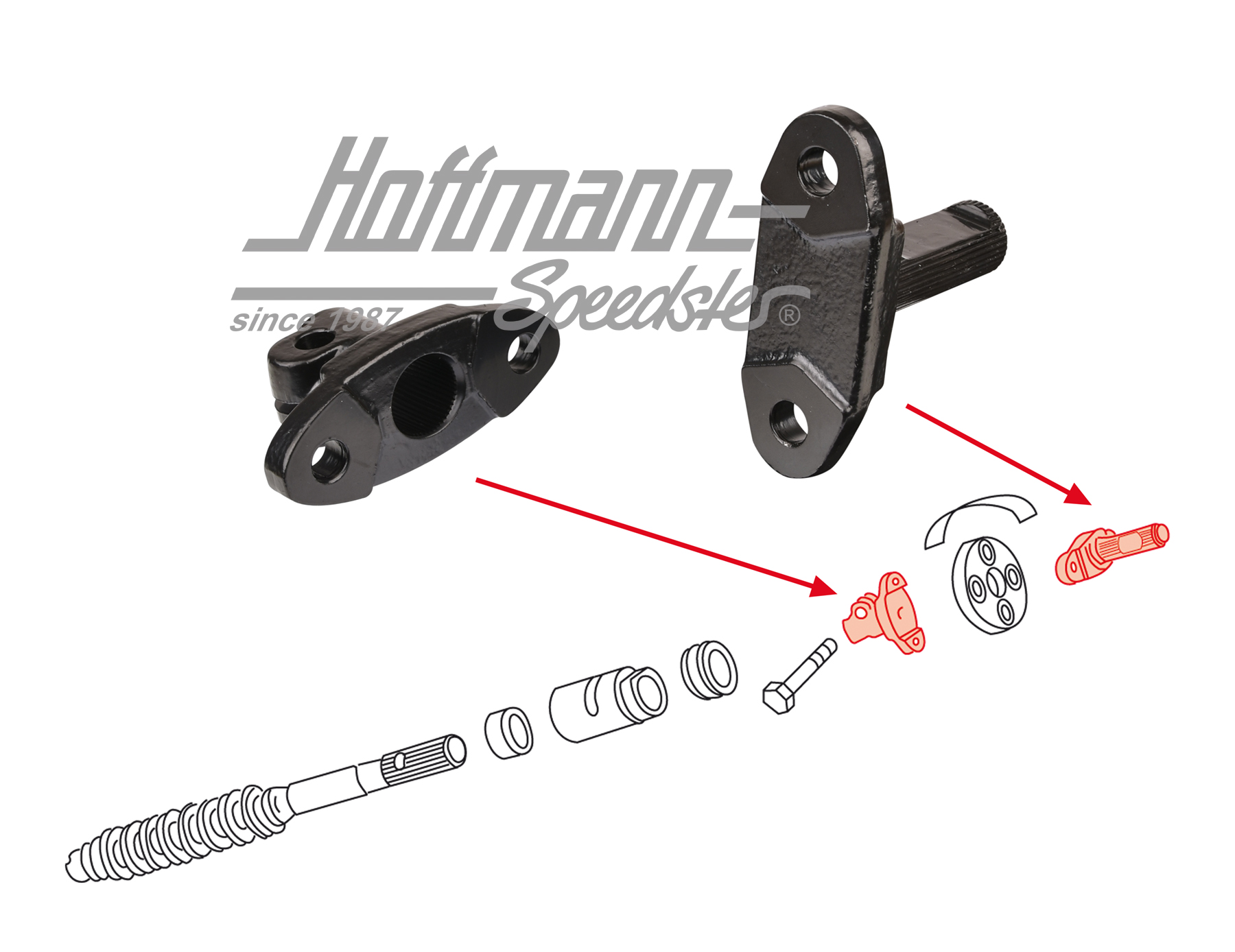 Bridas de tubo de dirección, superior e inferior, negra | 111 498 409 | 020-4300-08