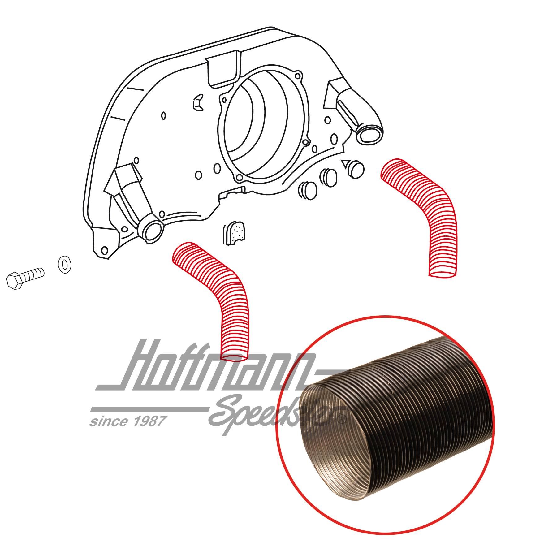 Tubo flexible de calefacción, aluminio, negro | 028 129 087 A/ALU | 010-1401-07