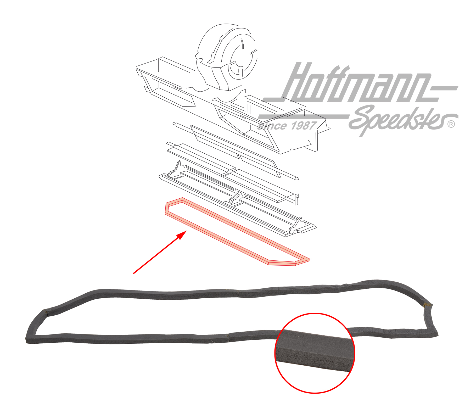 Junta, caja de aire fresco, inferior | 255 259 489 | 350-6100