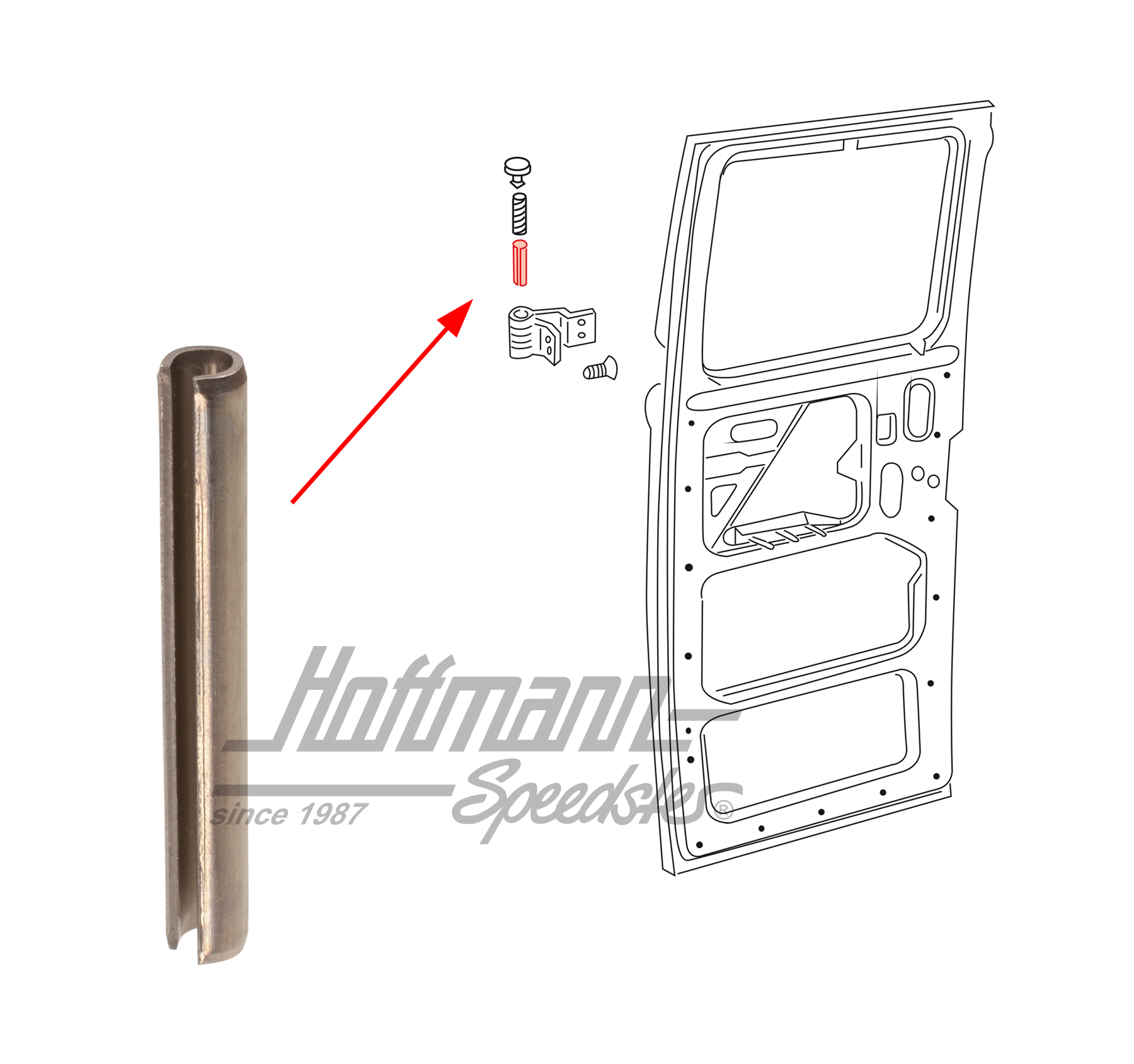 Perno de bisagra de puerta, Furgoneta T1/T2/T3, acero inoxidable                                    