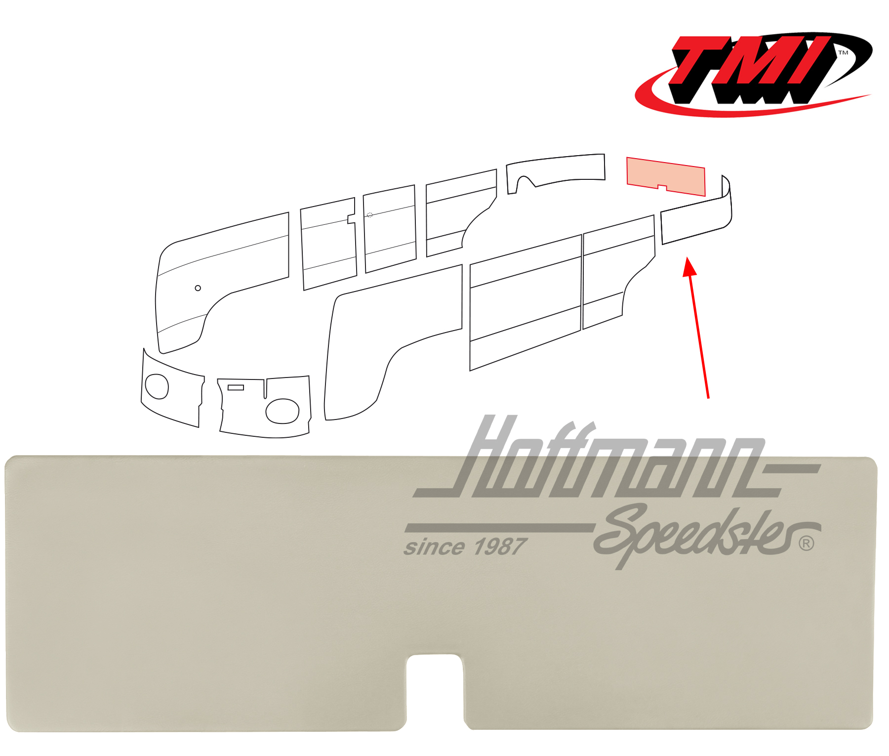 Panel de portón trasero, 55-63, blanco antiguo | 10-2108-15 | 098-0539-04