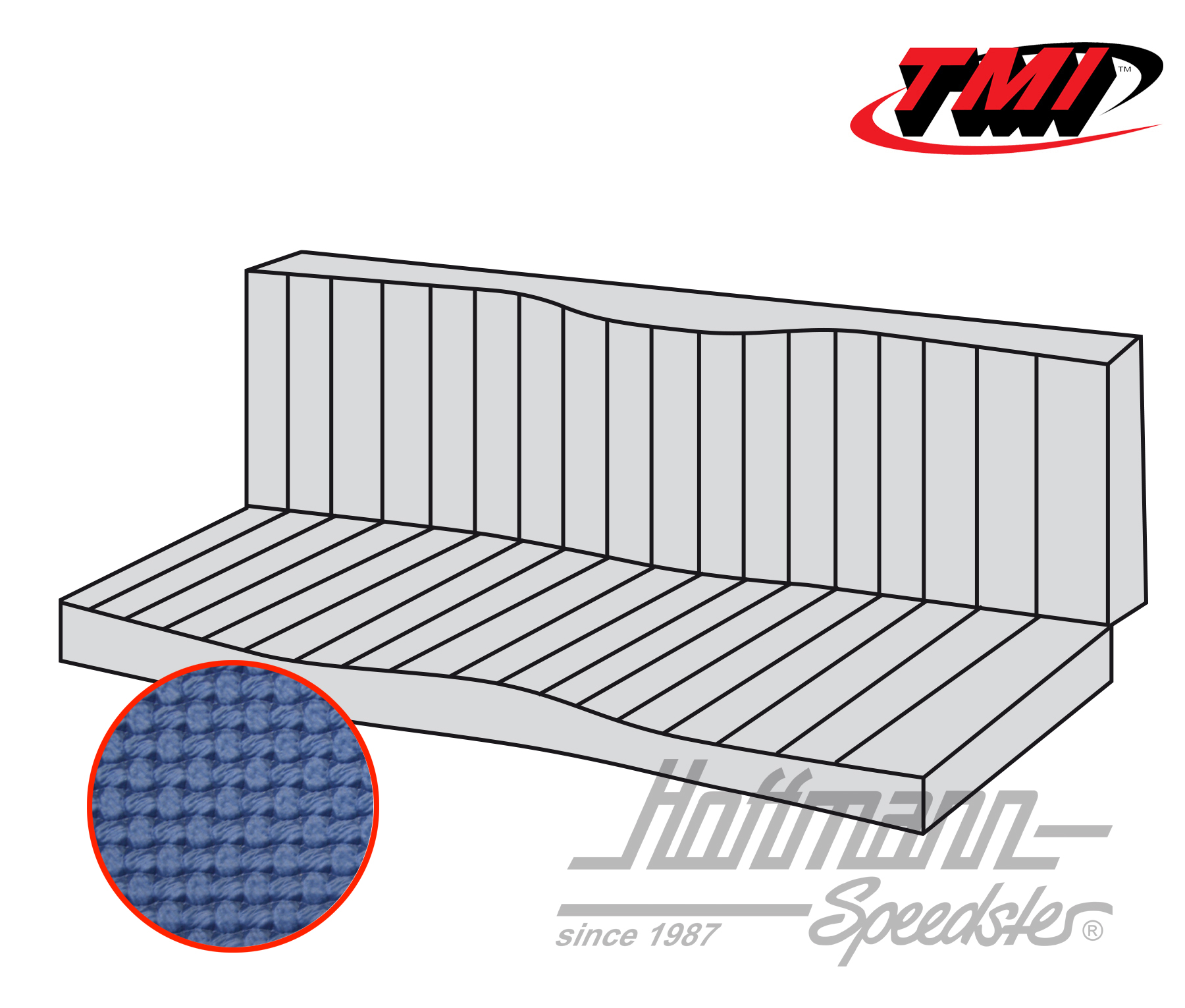 Funda de banco de asiento, Karmann Ghia Coupé, 55-71, azul | 43-1511-08 | 066-0082-20