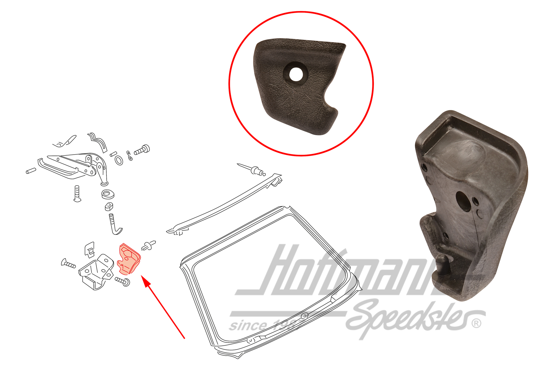 Embellecedor, cierre de capota, superior, dcha. | 155 871 394 B O1C | 180-4410-02