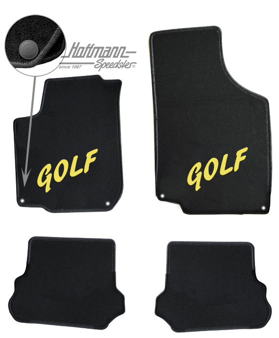 Alfombrillas, Golf 4, de 4 piezas, negro/amarillo |  | 200-6164