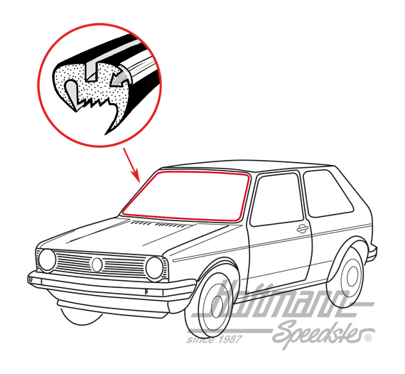 Junta de parabrisas, con ranura, Golf 1, Sedán y Cabriolet | 171 845 121 A | 180-7130