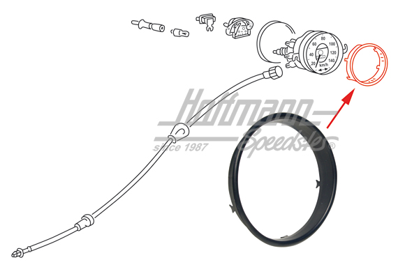 Anillo de adorno para indicador de velocidad, negro | 113 957 371 EB | 020-2062