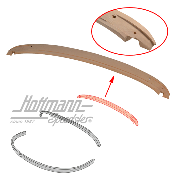Contracercho parabrisas, Karmann Ghia Cabrio, 12.68-7.74 (madera) | 141 871 503 A | 060-4100-05