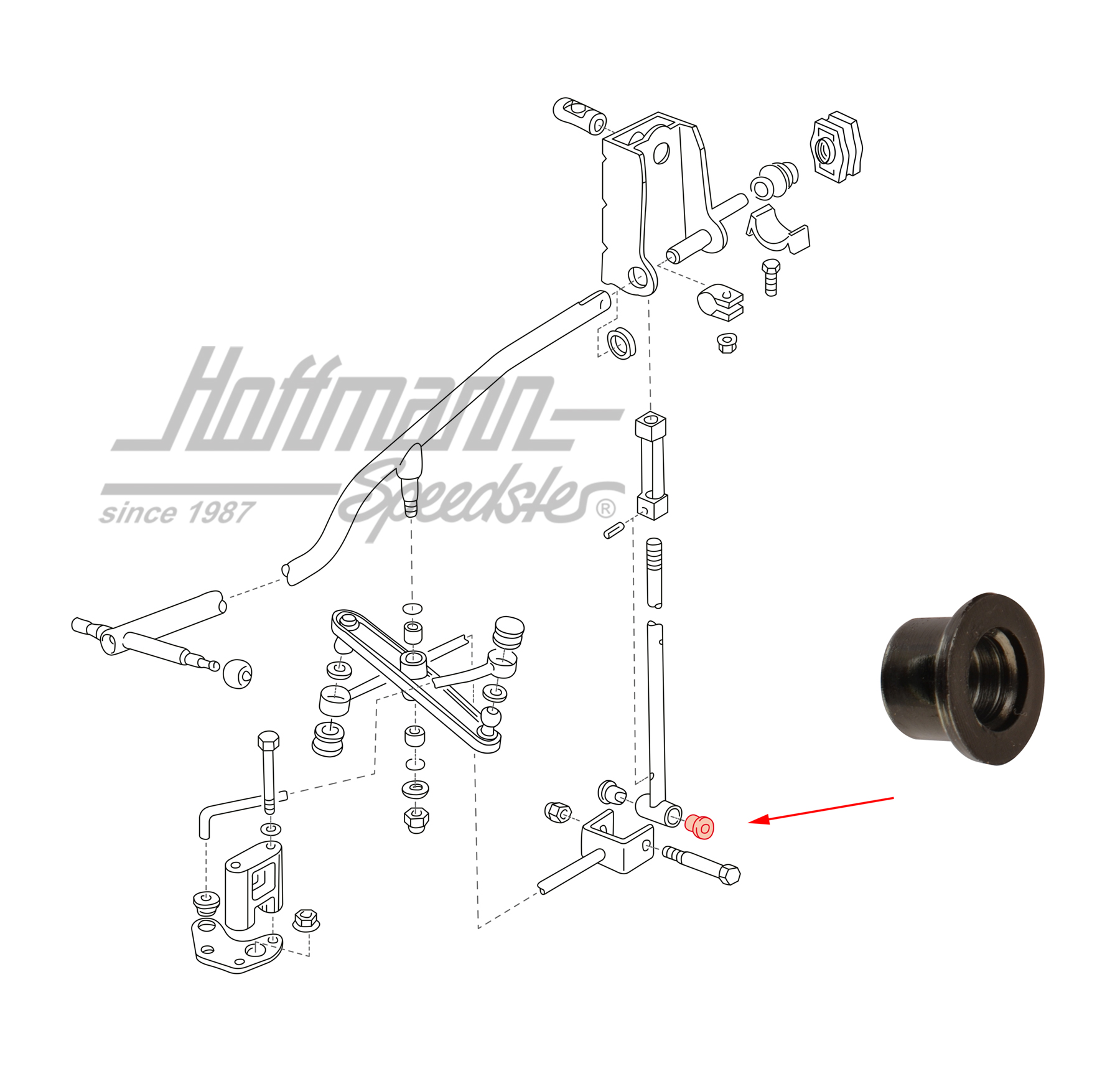 Casquillo, palanca de cambio, inferior, Furgoneta T4 | 701 711 169 | 407-2010-11
