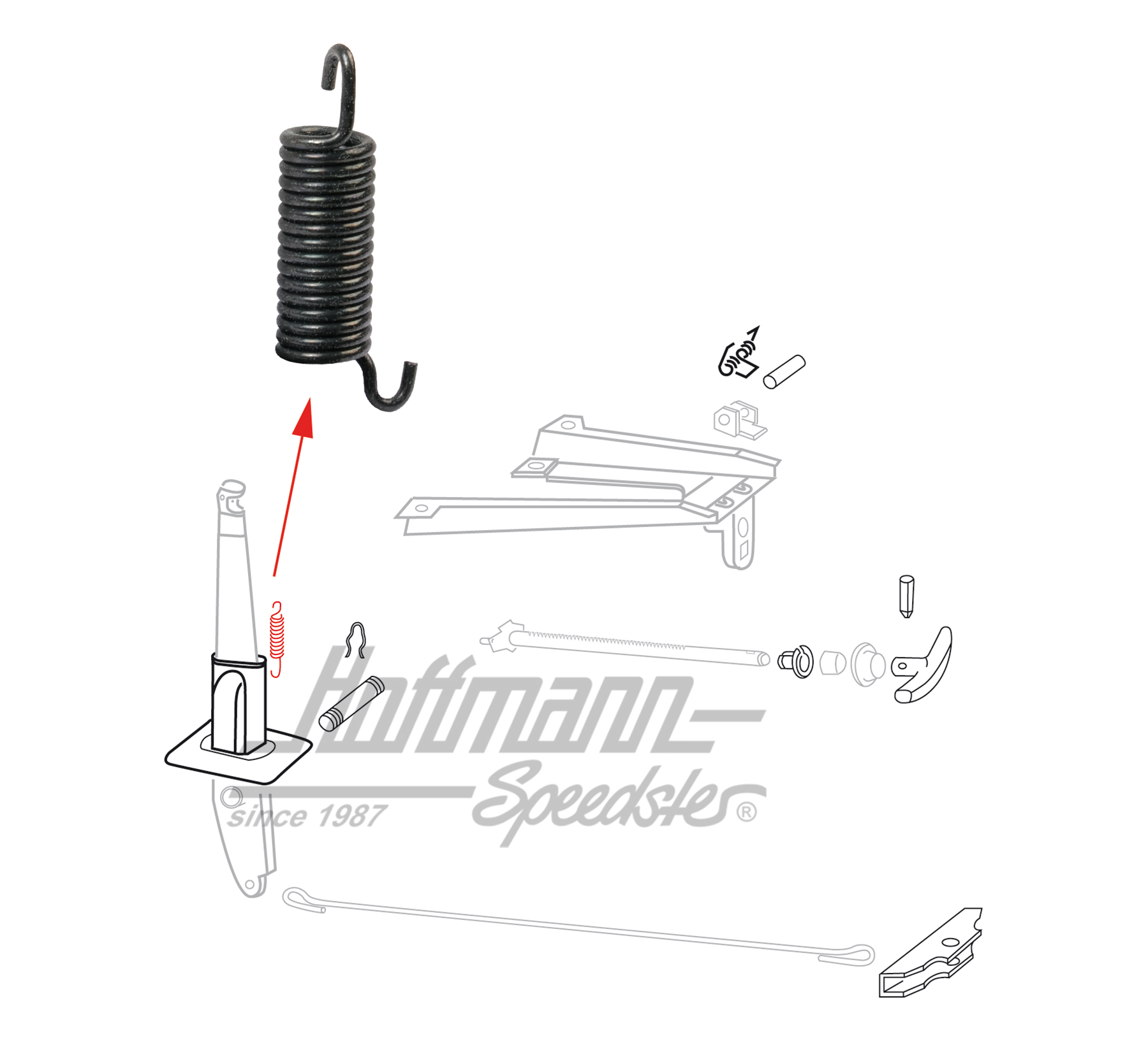 Resorte, barra de tiro, freno de mano, Furgoneta T2 | 211 711 439 A | 098-0202-15