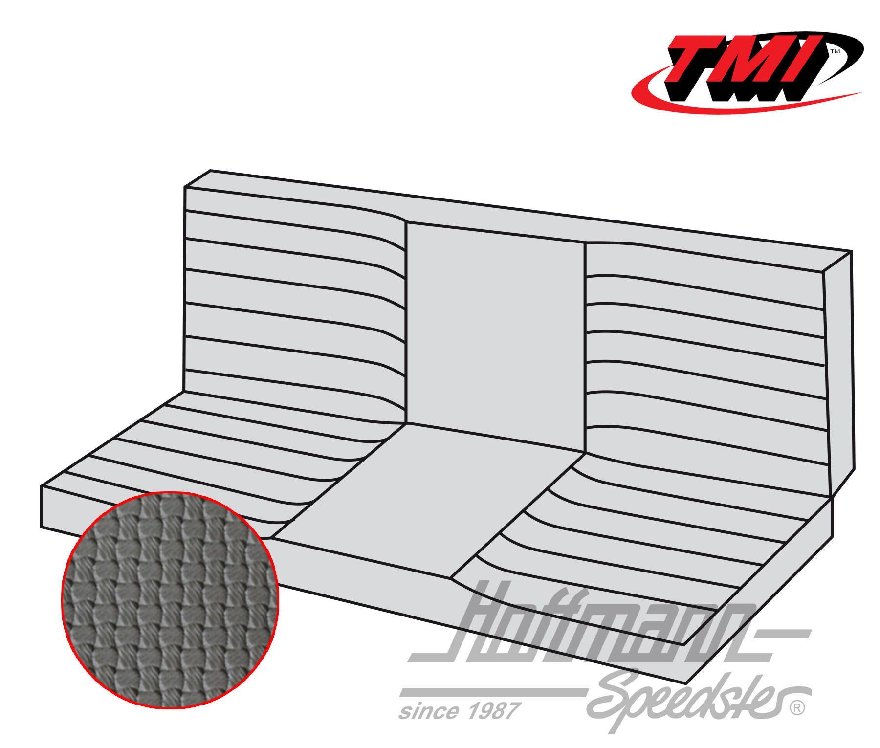 Funda de banco de asiento, Karmann Ghia Cabriolet, 71-74, gris | 43-1612-06 | 066-0085-35