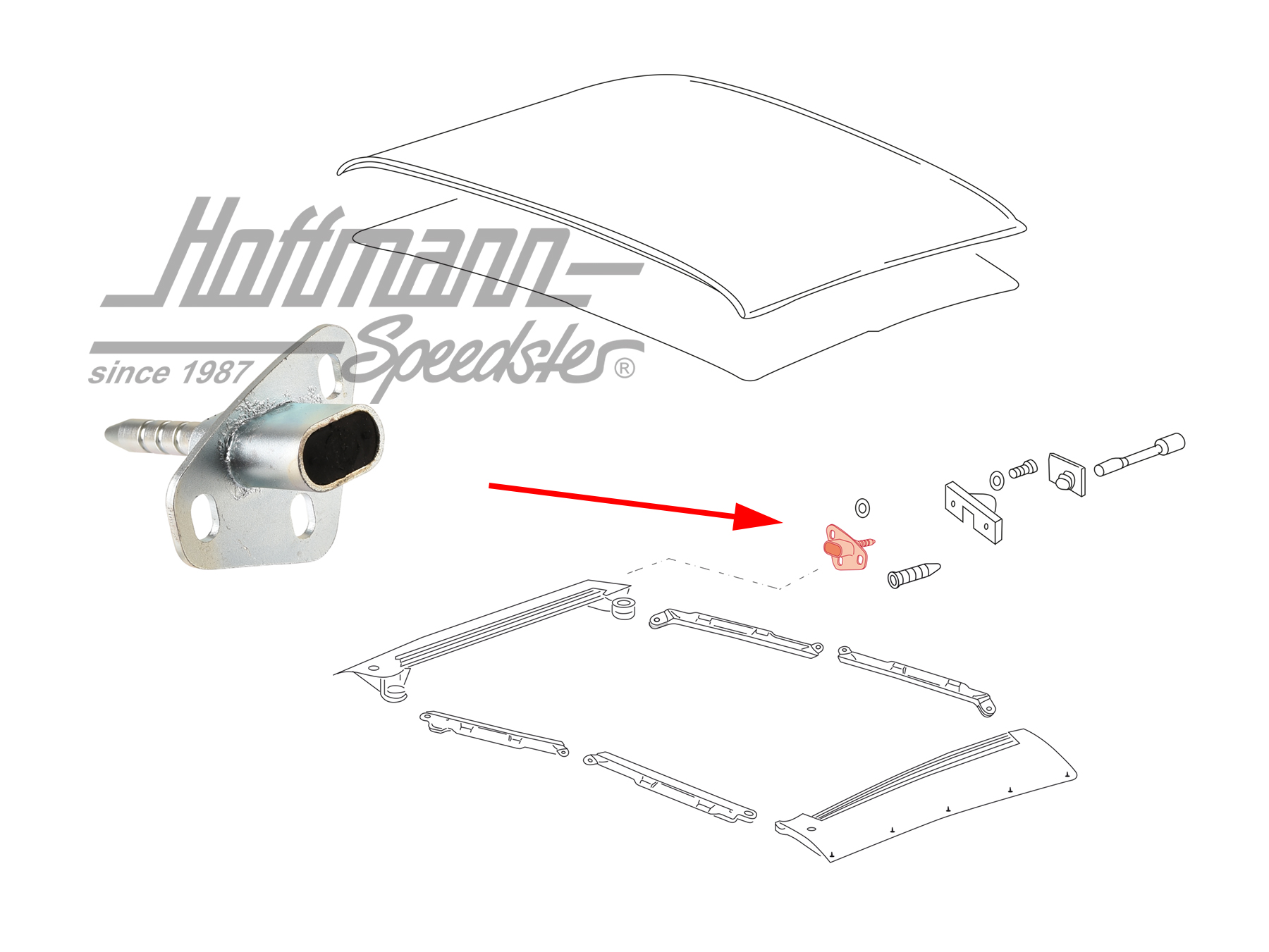 Cojinete metalástico, techo de Targa, 911, dcha. | 911 565 038 42 | 515-0150-32