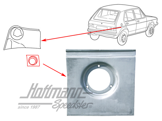 Chapa de apertura del depósito de gasolina, exterior | 620 29 0 | 185-0360
