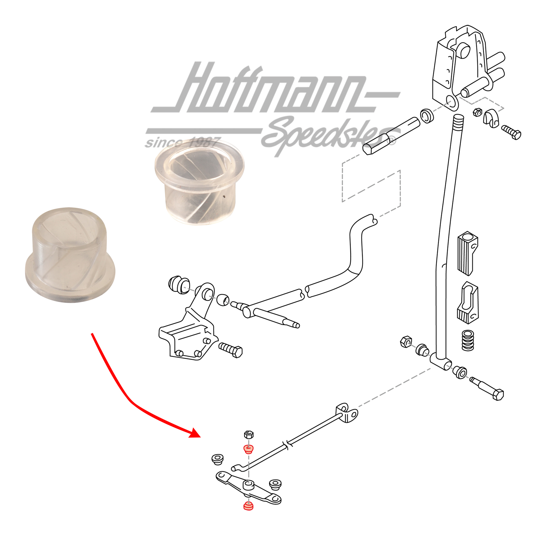 Casquillo, palanca de inversión, Furgoneta T4, 96-03 | 701 711 164 A | 407-2010-15