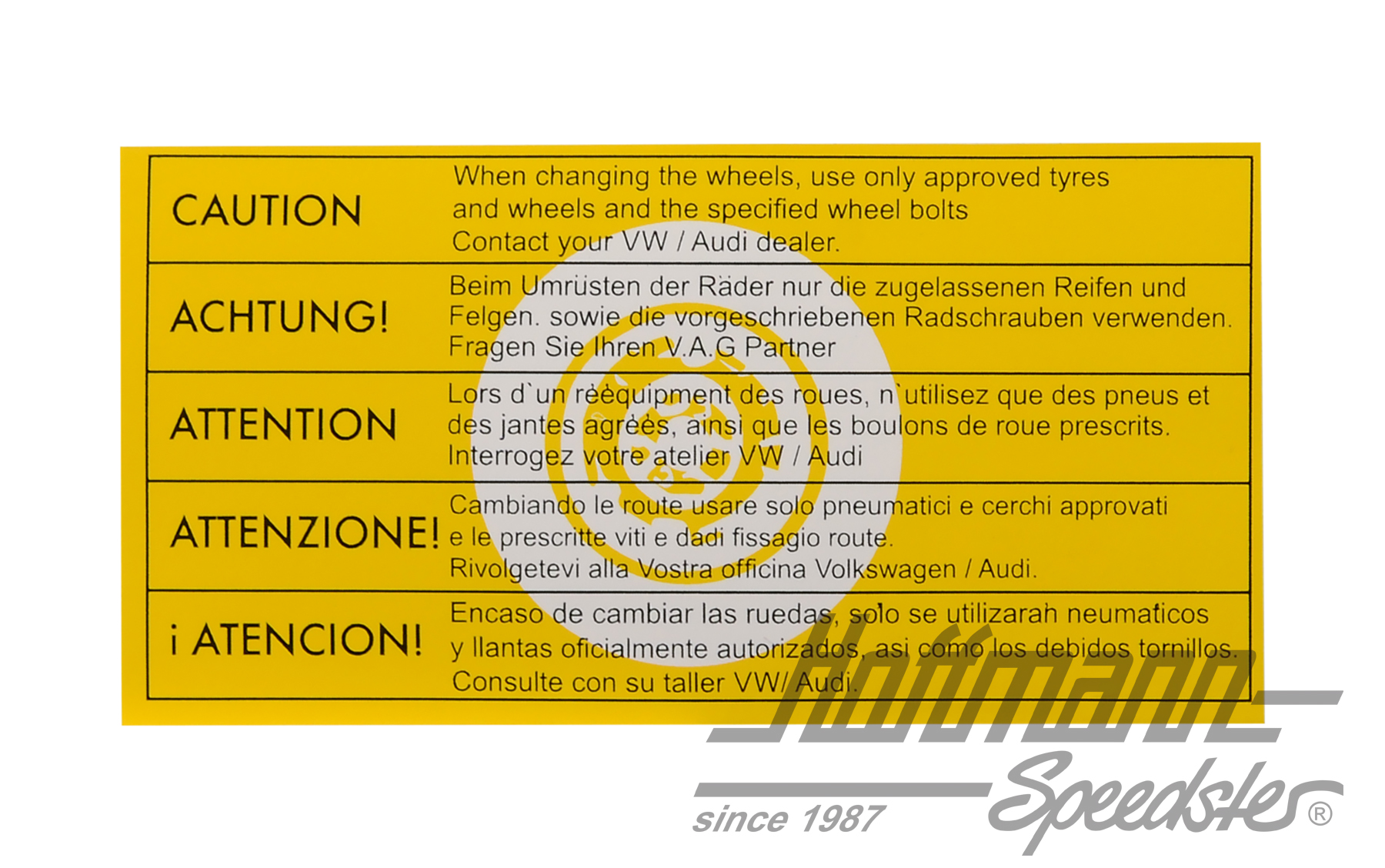 Pegatina "Atención cambio neumáticos", pequeña | 321 000 398 | 021-0199-90
