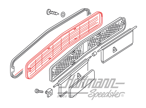 Rejilla de entrada de aire con aletas, delantera, Furgoneta T2                                      