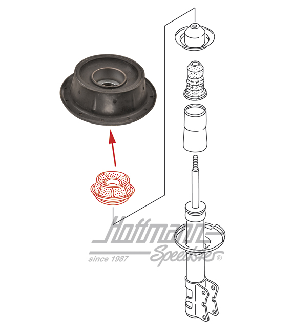 Cojinete tubo portarruedas, superior, Golf 2 / Golf 3 | 191 412 329 | 204-4000