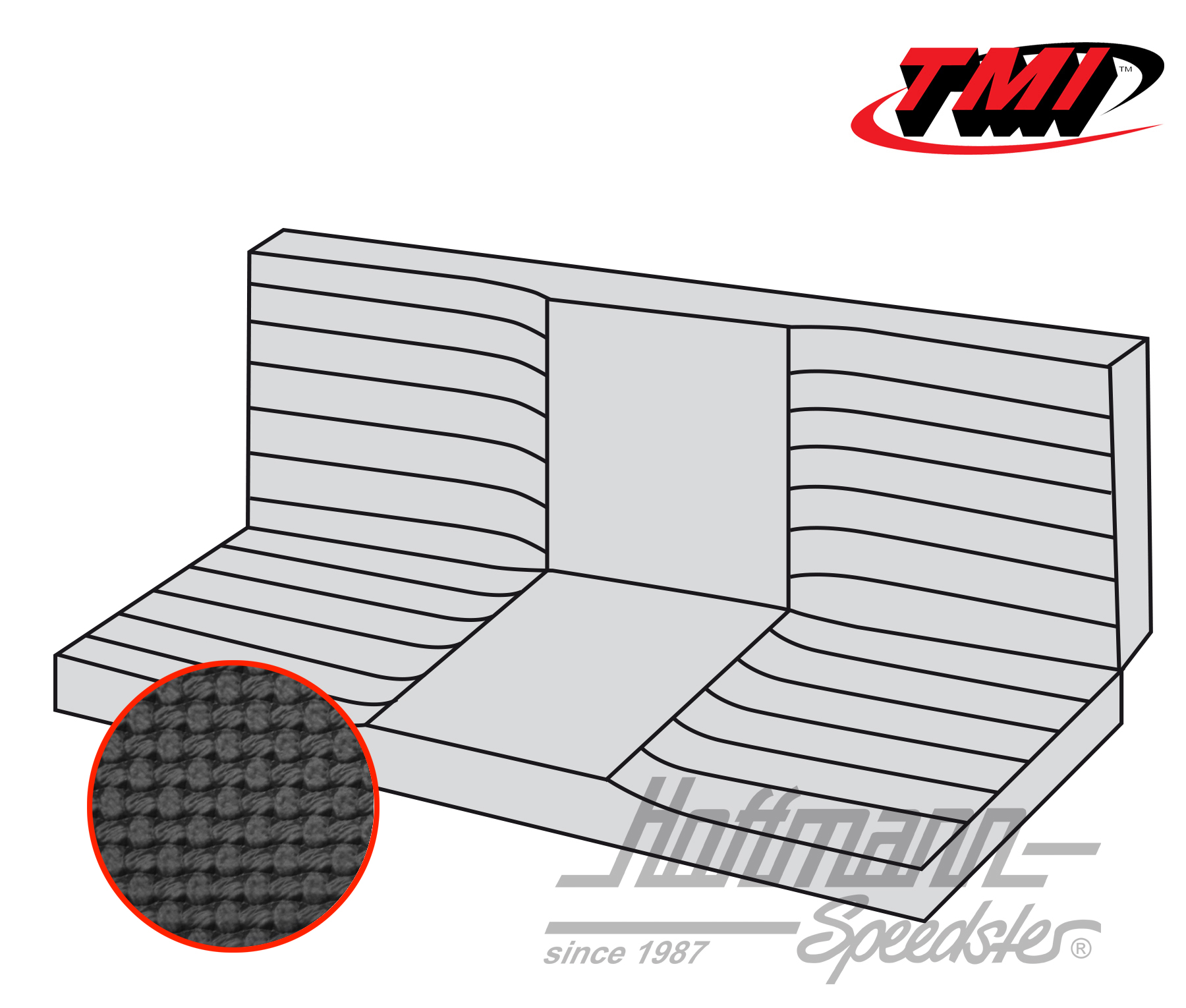 Funda de banco de asiento, Karmann Ghia Coupé, 71-74, negro | 43-1512-01 | 066-0083-40